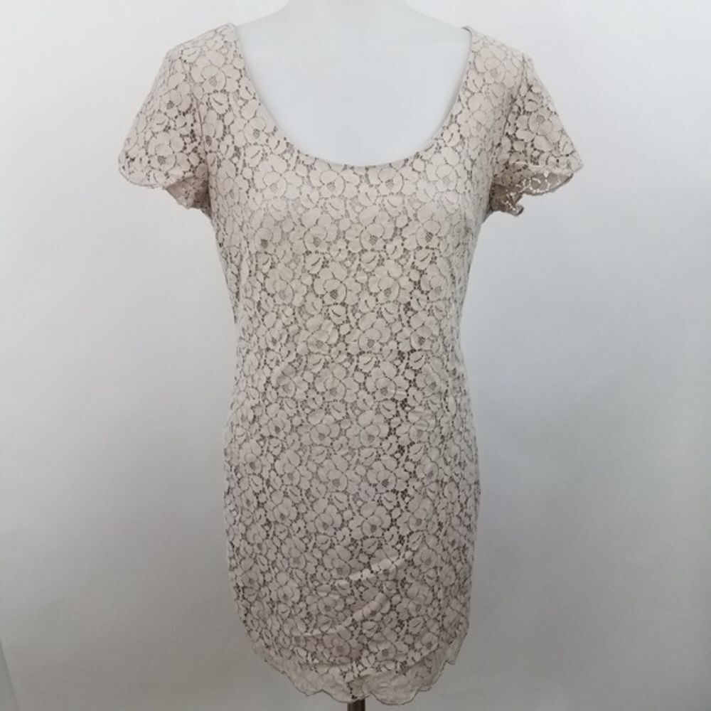 Talula‎ Dress XS Gray Lace Scoop Short Sl…